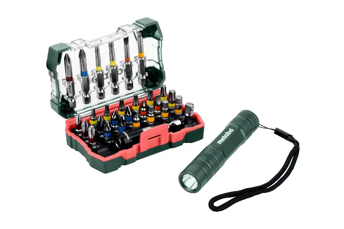 [4007430302205] BIT BOX SP 26 PIECES + MINI FLASH LIGHT METABO - 626721000
