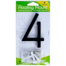 [029069150938] BLACK 4" PLASTIC HOUSE NUMBER 4 HY-KO - FM-4BK/4