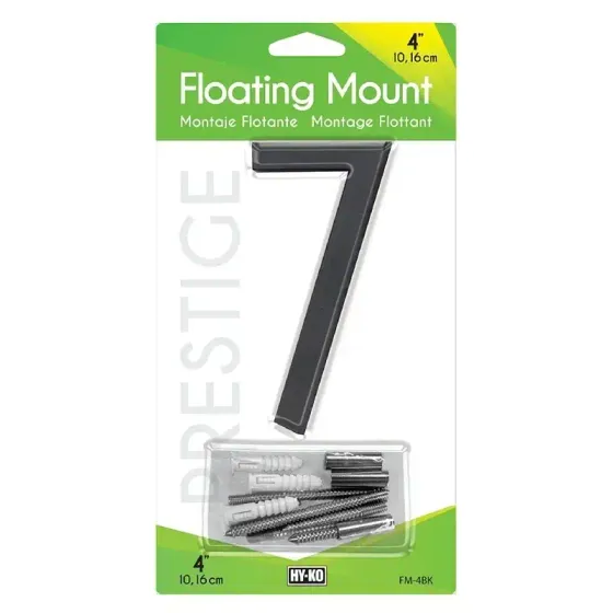 [029069150969] BLACK 4" PLASTIC HOUSE NUMBER 7 HY-KO - FM-4BK/7