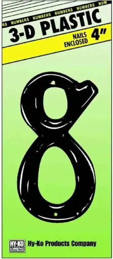 [029069102982] BLACK 4" PLASTIC HOUSE NUMBER 8 HY-KO - PN-29/8