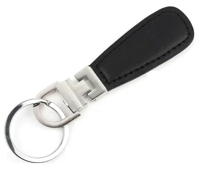 [029069764838] BLACK LEATHERETTE KEY RING HY-KO - KH483