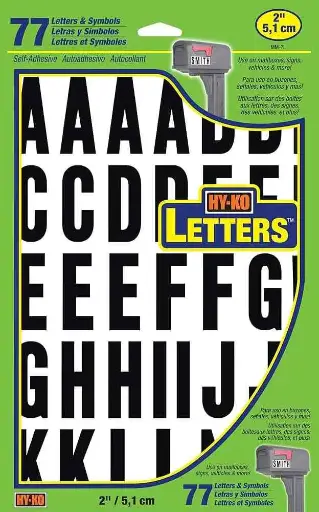 [029069020712] BLACK ON WHITE VINLY LETTER SET 2" HY-KO - MM-7L