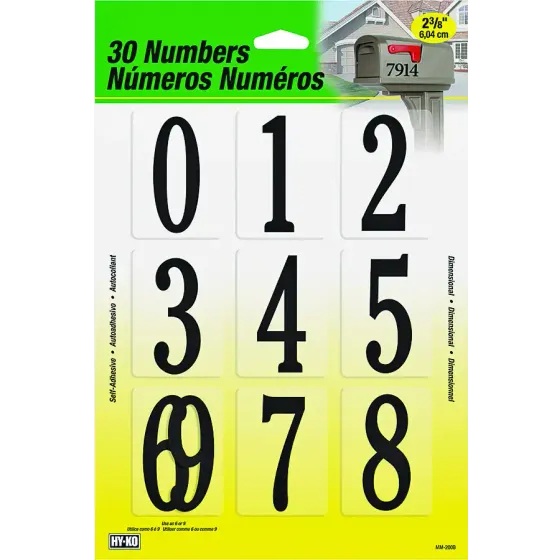 [029069021924] BLACK PLASTIC MOLDED NUMBERS SET 2-3/8" HY-KO - MM-200B