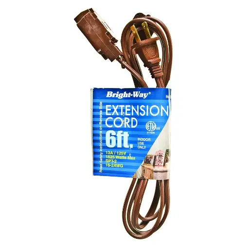 [078693006005] BRIGHT WAY 6' 16/2 EXTENSION CORD POLARIZ BROWN - EE6