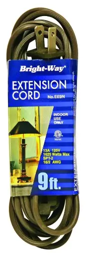 [078693006012] BRIGHT WAY 9' 16/2 EXTENSION CORD POLARIZ BROWN - EE9