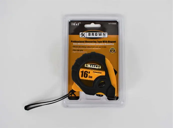 [638110016927 ] BROWN 16'/5M X 25MM TAPE MEASURE W/MAG - NT1036BL