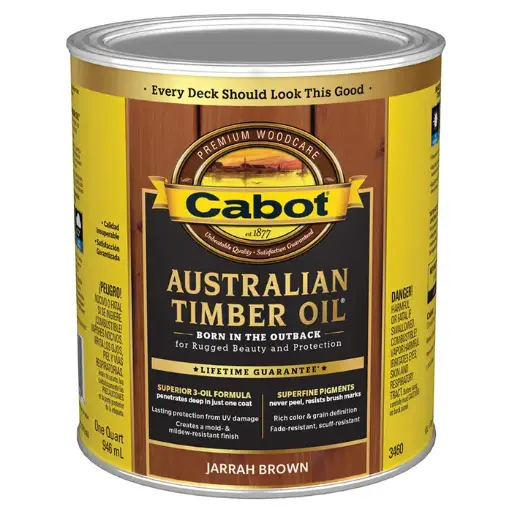 [080351810114] CABOT AUSTRALIAN TIMBER OIL WOOD STAIN FINISH JARRAH BROWN QUART