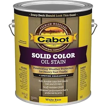 [080351176012] CABOT OIL DECKING STAIN ALKYD SATIN WHITE BASE SOLID LOW VOC GAL