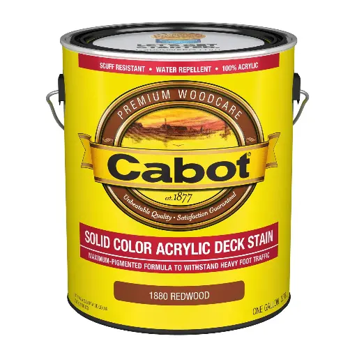 [080351118807] CABOT SOLID COLOR ACRYLIC DECK STAIN REDWOOD GAL - 140.0001880.007