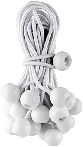 [712850960617] CANOPY TIES WHITE BUNGEE/BALL 6" 20PACK - 96061
