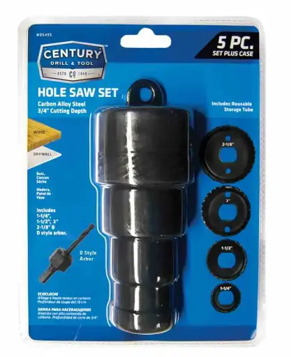 [081838054953] CENTURY DRILL AND TOOL 5PCS CARBON ALLOY HOLE SAW KIT - 05495