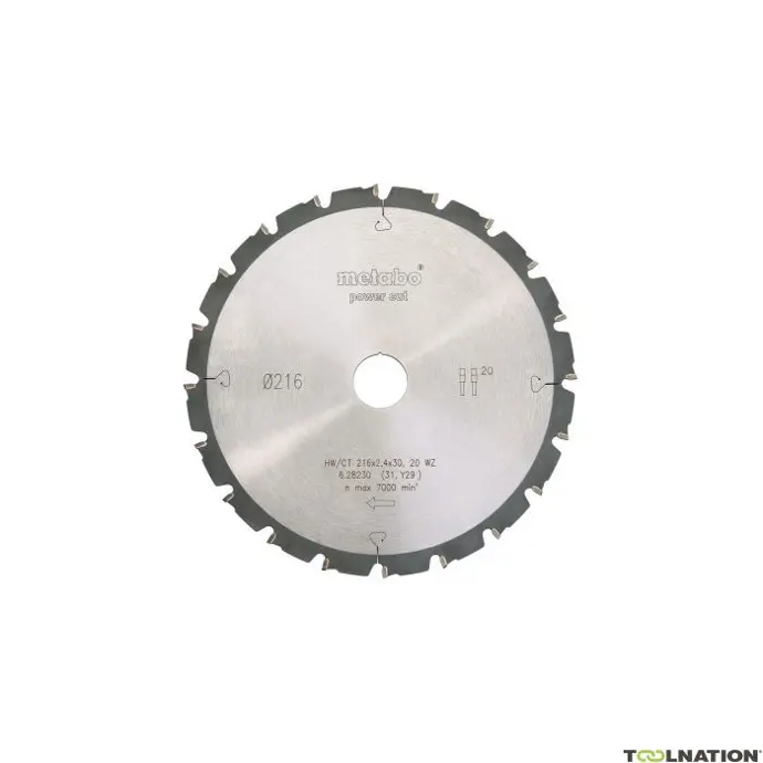 [4007430193452] CIRCULAR SAW BLADE HW/CT 216 X 30. 20WZ 5N METABO - 628230000