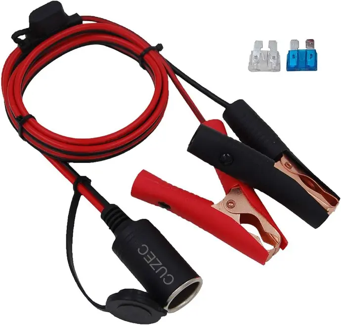 [698545804865] CUZEC 12V/24V EXTENSION CORD PLUG SOCKET WITH BATTERY CLAMP 4.9FT AND CIGARETTE LIGHTER ADAPTER