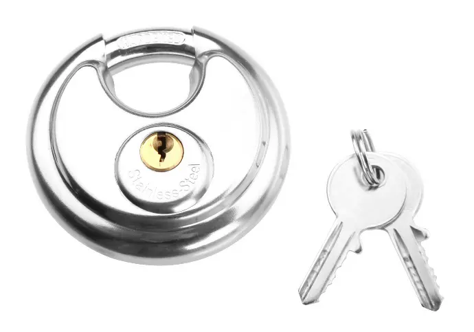 [7705059840616] DARIX STAINLESS STEEL ARC/DISC PADLOCK 2 KEYS 70MM - DX930