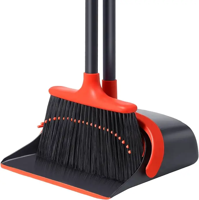 [731015205844] DUSTPAN W/BROOM LONG HANDLE SET