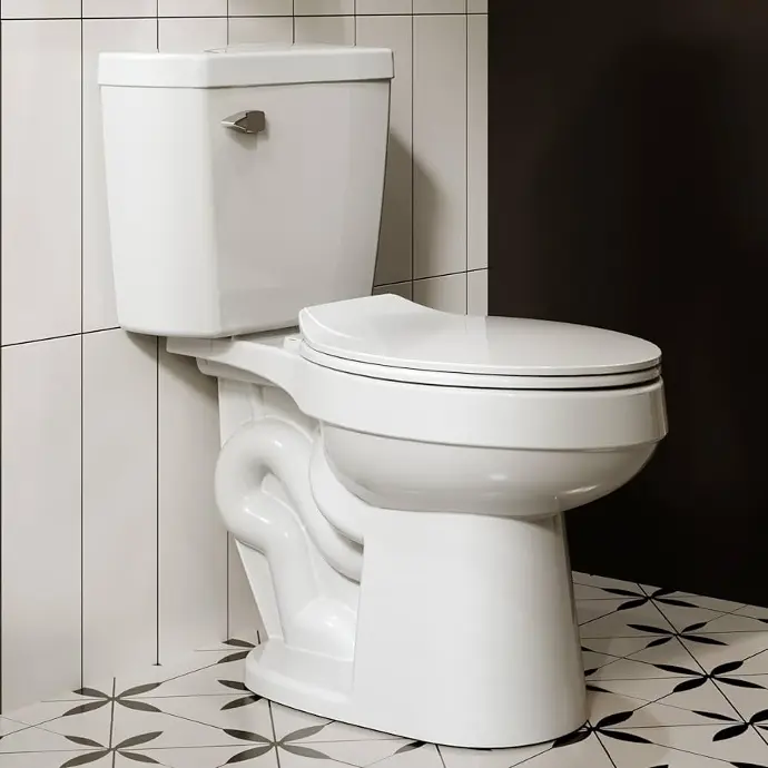 [AS1006] EASY HEIGHT ADA 17" H TOILET, STRAP ELONGATED 3" FITTINGS WITH SEAT DAKOTA  - BROWN USA - AS1006