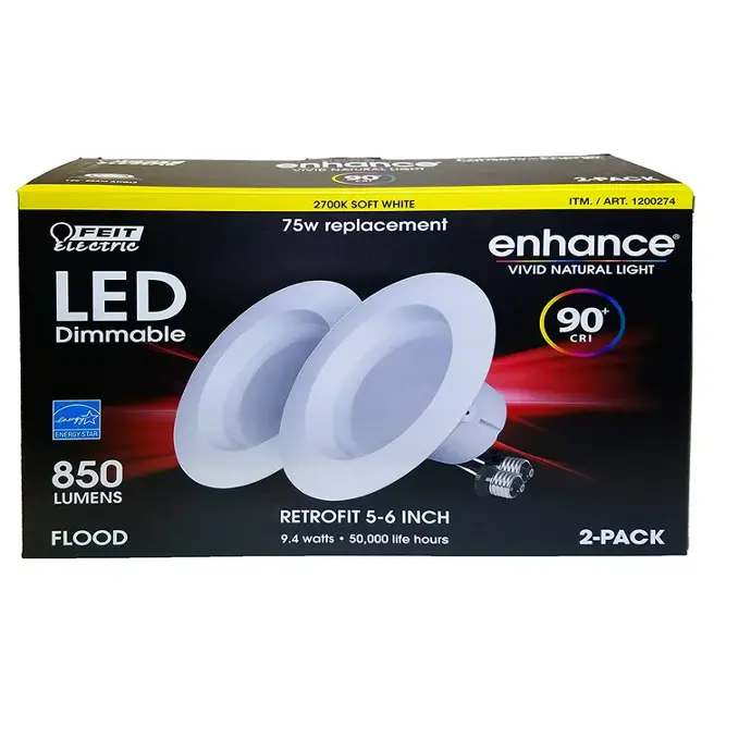 [017801477207] ENHANCE LED DIMMABLE 75W REPLACEMENT LIGHT  6" 2-PACK - 1200274