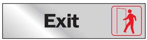 [029069004712] EXIT, SILVER BACKGROUND 2" X 8" SIGN HY-KO - 471