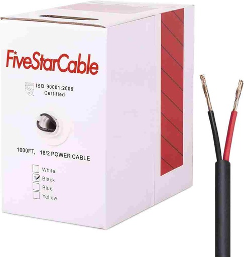 [80000314003] FIVE STAR CABLE 18/2 POWER CABLE 18-2 GAUGE SECURITY/ALARM/