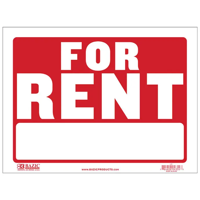 [029069030056] FOR RENT SIGN 9" X 12" HY-KO - 3005