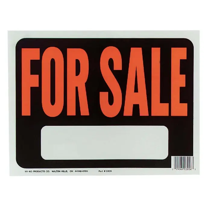 [029069030063] FOR SALE SIGN 9" X 12" HY-KO - 3006