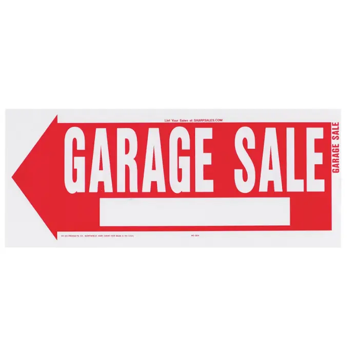 [084100006124] GARAGE SALE SIGN 10" X 24" HY-KO - RS-804