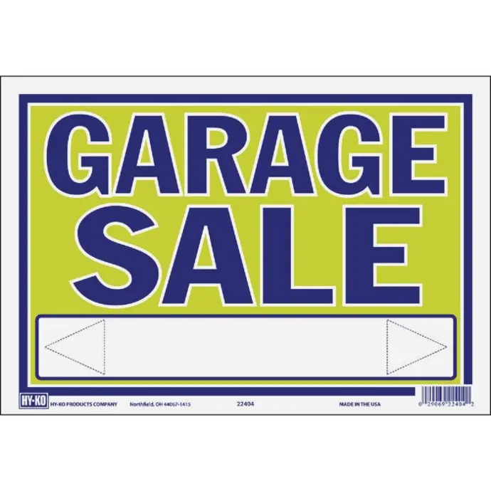 [029069224042] GARAGE SALE SIGN 9" X 13" HY-KO - 22404