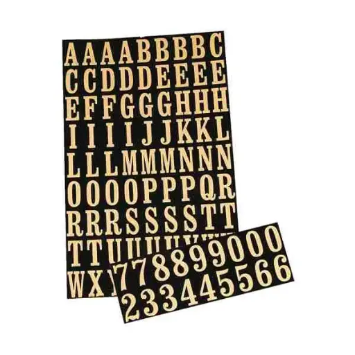 [029069020200] GOLD EMBOSSES ON BLACK NUMBER LETTER SET 21" HY-KO - MM-2