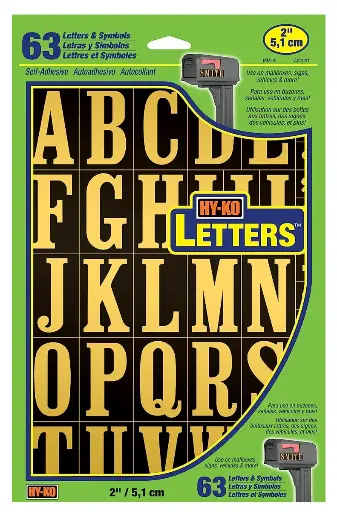 [029069020316] GOLD LETTER SET 2" HY-KO MM-3L