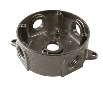 [750762104217] GREENFIELD 4" ROUND WHEATHERPROOF ELECTICAL OUTLET BOX 1/2" 5HOLE GRAY - RB25PS