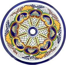 [L240FEW] HAND PAINTED ROUND MEXICAN SINK - LARGE