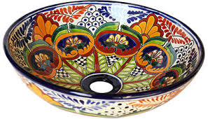 [L241FEW] HAND PAINTED ROUND MEXICAN SINK - SMALL