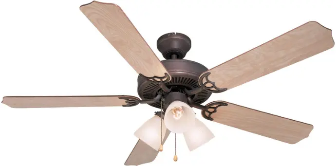[802062240314] HARDWARE HOUSE 52" 5-BLADES PALLADIUM CEILING FAN W/LED BULBS CLASSIC BRONZE MAPLE/CHERRY BLADES - 240314