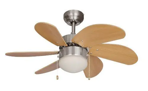[2400499] Hardware House Monterey 30" Dual Mount Ceilin Fan Beach Wood and Satin Nickel - 240499
