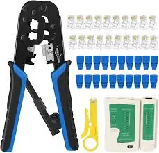 [X0020GN263] JIGUOOR RJ45 CRIMPING TOOL KIT, NETWORK CABLE REPAIR MAINTENANCE TOOL SET RJ11 RJ12 CABLE TESTER 50PCS ETHERNET COUPLER STRIPPER KNIFE - X0020GN263