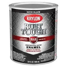 [724504086185] KRYLON RUST TOUGH RTQ9704 ENAMEL SATIN BLACK QUART - K09707008