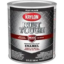 [724504086222] KRYLON RUST TOUGH RTQ9711 ENAMEL FLAT BLACK QUART - K09711008