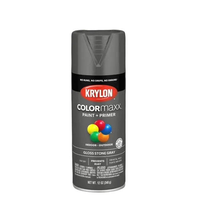 [724504091417] KRYLON SPRAY PAINT 9141 GLOSS STONE GRAY MAXX ULTIMATE COVERAGE - K09141000
