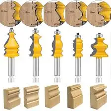 [PEXSB005A34] LEATBUY 1/2" SHANK ARCHITECTURAL MOLDING ROUTER BIT SET 5PCS