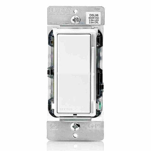 [078477606131] LEVITON SLIDE WHITE DIMMER SINGLE POLE/3WAY - 6422W/S1061W/LS600-W/6631
