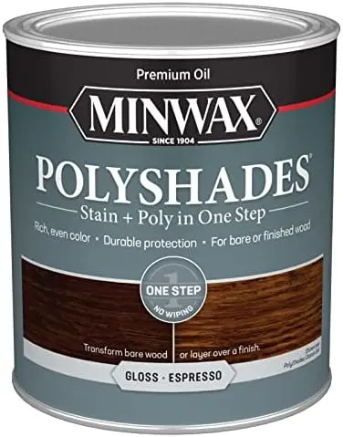 [027426614970] MINWAX POLYSHADES 614970444 WOOD STAIN AND POLYURETHANE 497 ESPRESSO GLOSS QUART - 614970444