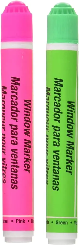 [029069406172] NEON WINDOW MARKER PINK/GREEN HY-KO - 40617