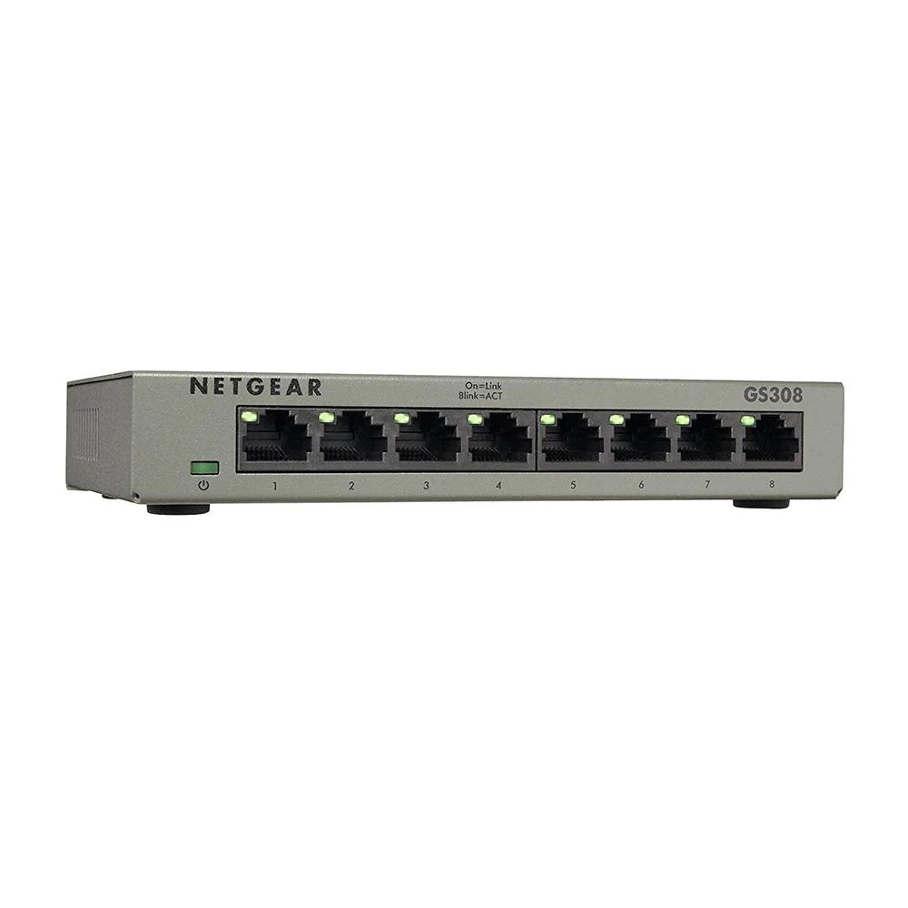 [606449140132] NETGEAR - 8 PORT GIGABIT UNMANAGED SWITCH DESKTOP STUARDY METAL FANLESS HOUSING - GS308
