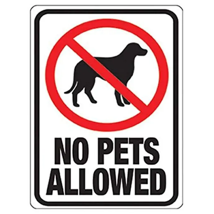 [029069206161] NO PET ALLOWED SIGN 8.5" X 12" HY-KO - 20616