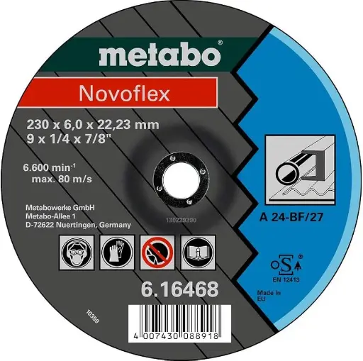 [4007430088918] NOVOFLEX 230 X 6.0 X 22.2 STEEL GRINDING DISC METABO - 616468000