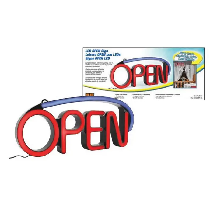 [029069005757] OPEN PLASTIC SIGN 23-5/8" X 14-3/4" - HY-KO - LED-OP1