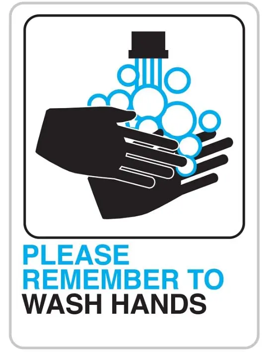 [029069020026] PLEASE WASH HANDS SIGN 10" X 6" HY-KO - D-26