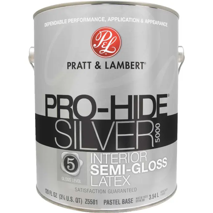 [035777331835] PRATT & LAMBER PRO-HIDE SILVER 5000 LATEX PAINT SEMI-GLOSS INTERIOR PASTEL BASE WALL PAINT GAL - 0000Z5581-16