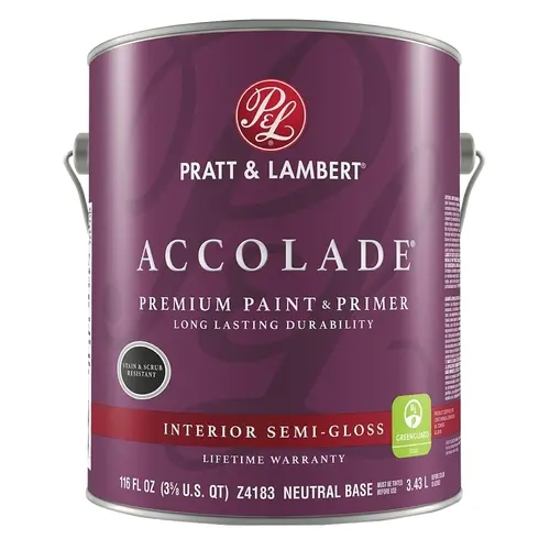 [035777338247] PRATT& LAMBERT ACCOLADE INTERIOR LATEX PAINT SEMI-GLOSS NEUTRAL BAS...