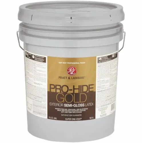 [035777479957] PRATT& LAMBERT PRO-HIDE GOLD EXTERIOR LATEX PAINT SEMI-GLOSS BASE3 5 GAL - 0000Z8693-20